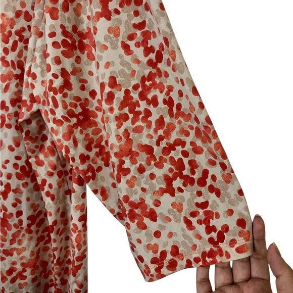 Susan Graver Liquid Knit Abstract Dot Print Tie Back 3/4 Sleeve Blouse Mature 3X - Picture 3 of 7